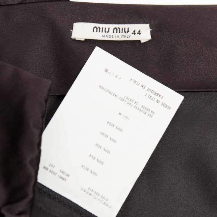 MIU MIU 2009 black silk satin bow top pleated mini dress IT44 L