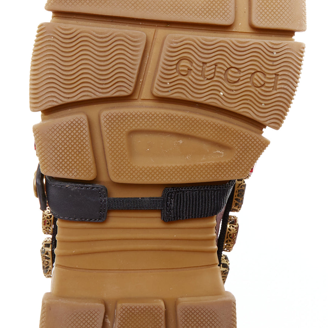 GUCCI Flashtrek pink blue metallic leather crystal harness dad sneakers EU37