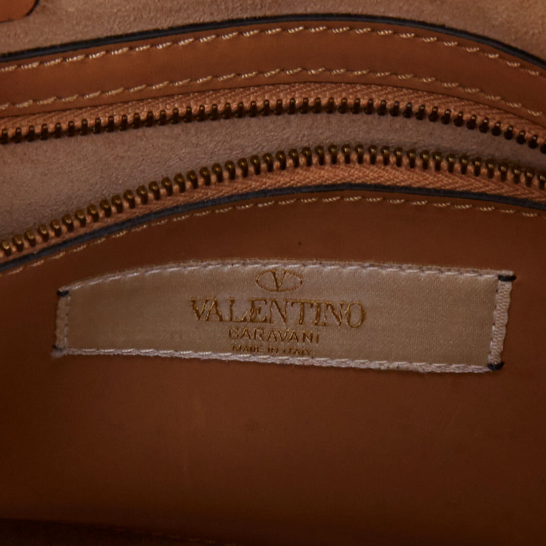VALENTINO Rockstud Native Couture brown calfskin multi stone stud satchel bag