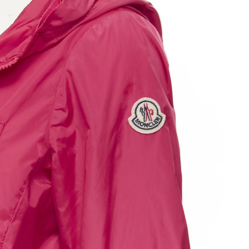 MONCLER Gazon Giubbotto pink back ruffles belted waist windbreaker jacket Sz 2 M