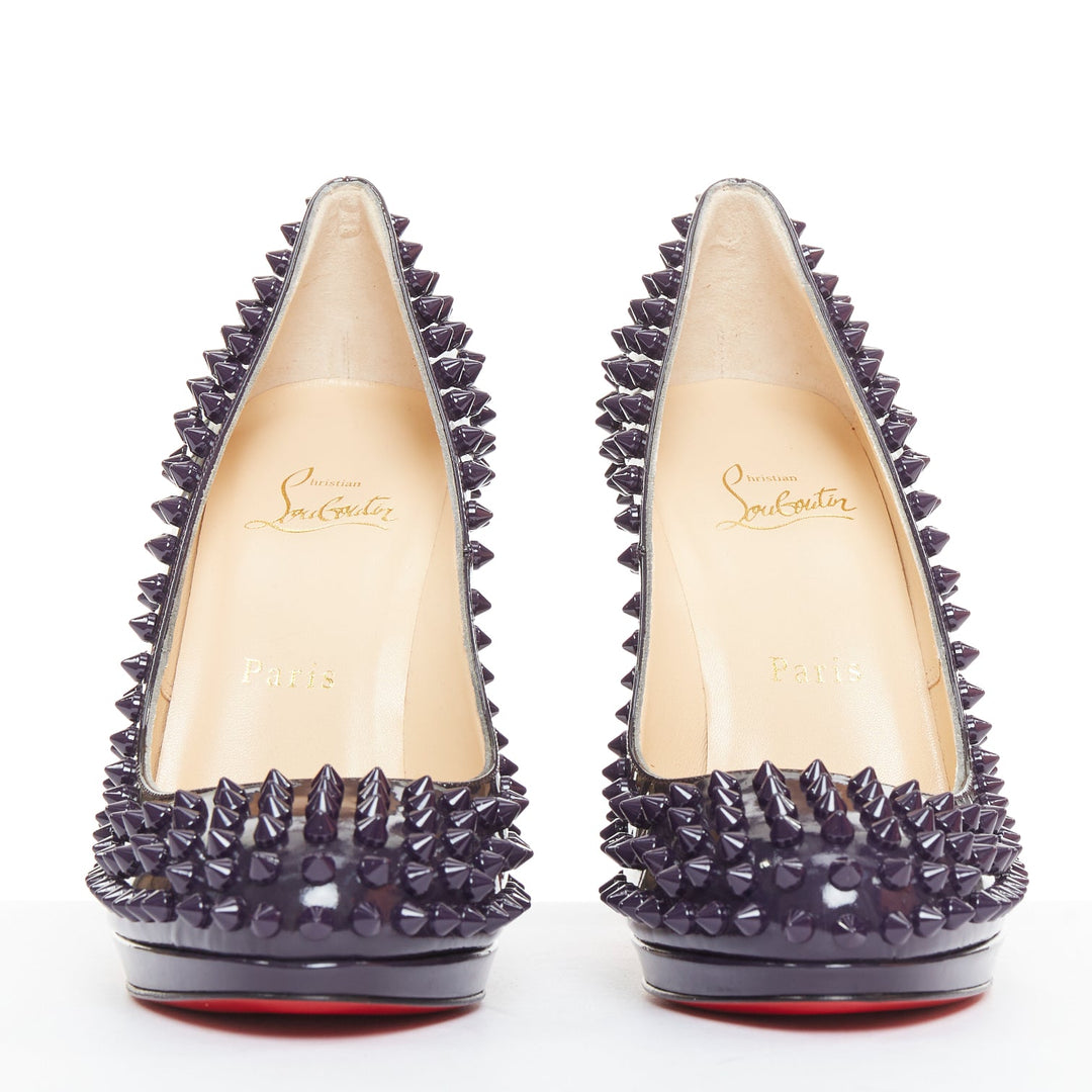 CHRISTIAN LOUBOUTIN Neofilo Spikes 120 Patent iris purple spikes platform EU38