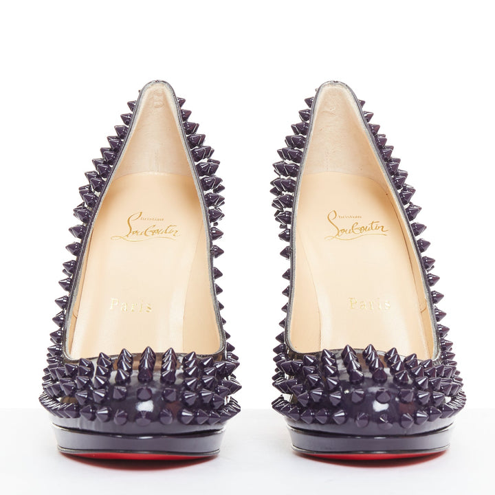 CHRISTIAN LOUBOUTIN Neofilo Spikes 120 Patent iris purple spikes platform EU38