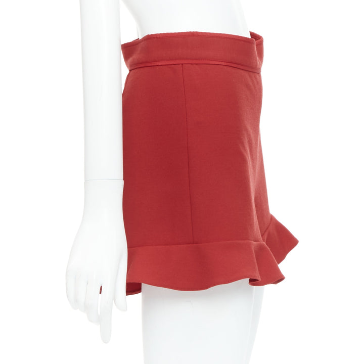 RED VALENTINO red ruffle hem high waisted shorts IT38 XS