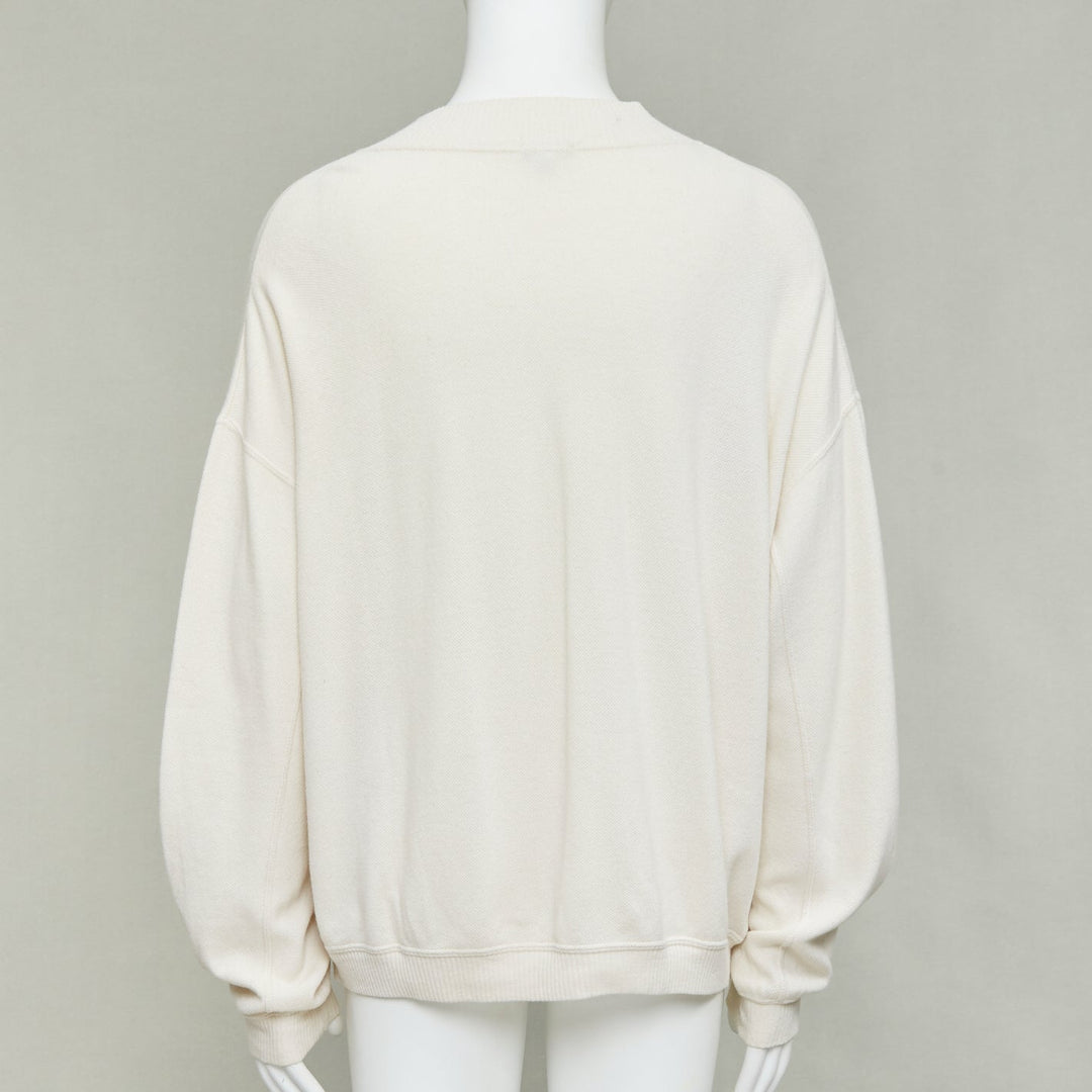 GIORGIO ARMANI cream wool blend button neck long sleeve sweater