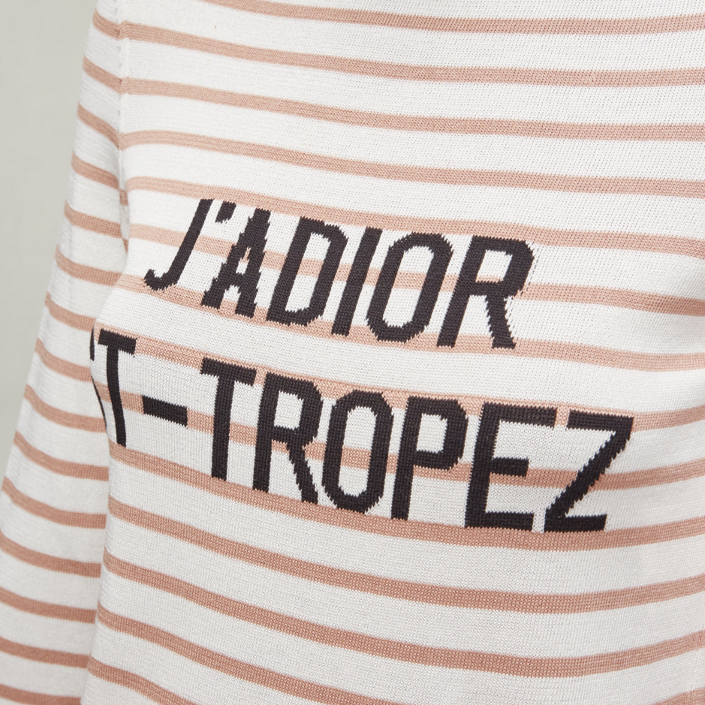 CHRISTIAN DIOR Jadior St Tropez beige cream stripe cropped sweater FR34 XS