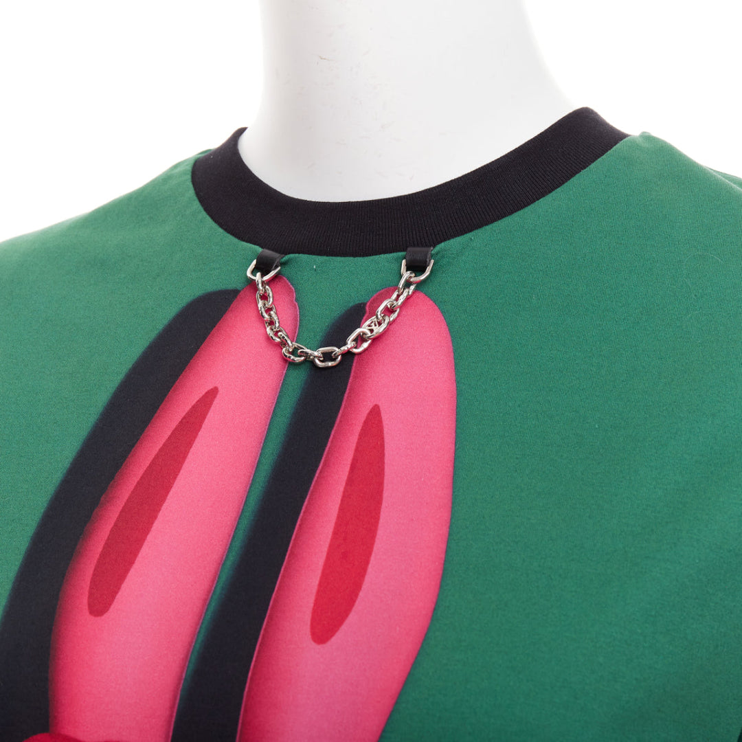 LOUIS VUITTON Sun Yitian 2024 Animogram green balloon rabbit chain tshirt XS