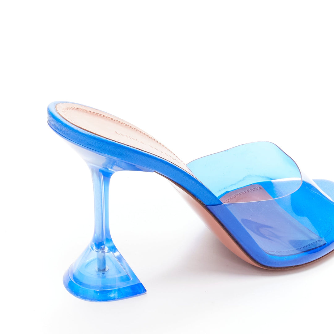 AMINA MUADDI Lupita blue clear PVC spool lucite heel sandal EU37.5