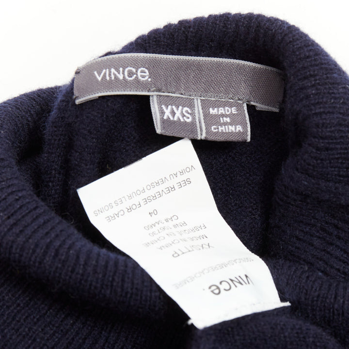 VINCE 100% cashmere navy long sleeve minimal  turtleneck sweater XXS