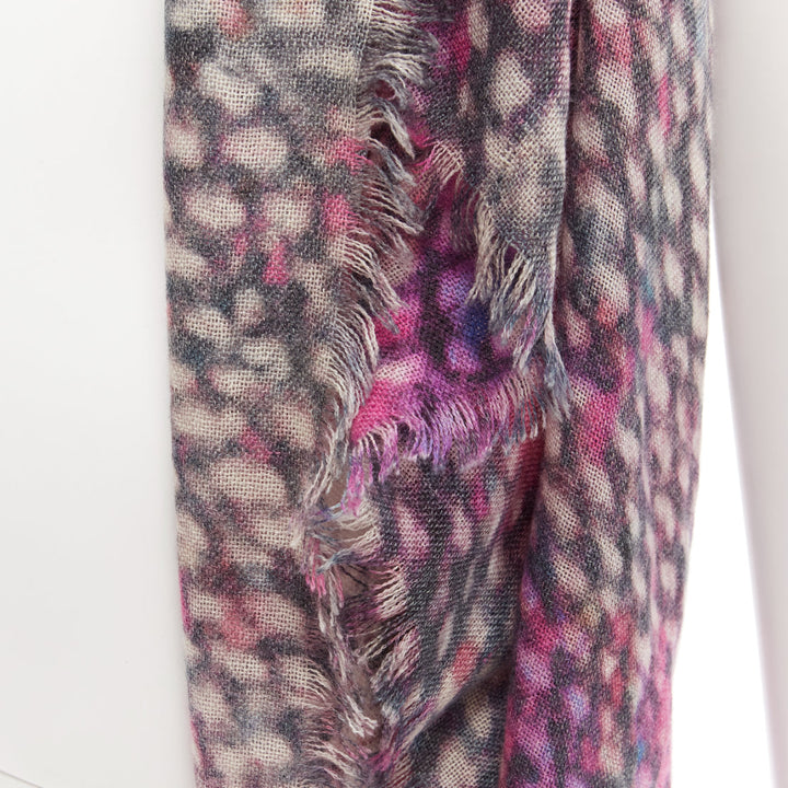 CHANEL 100% cashmere purple black CC oversized tweed texture print scarf