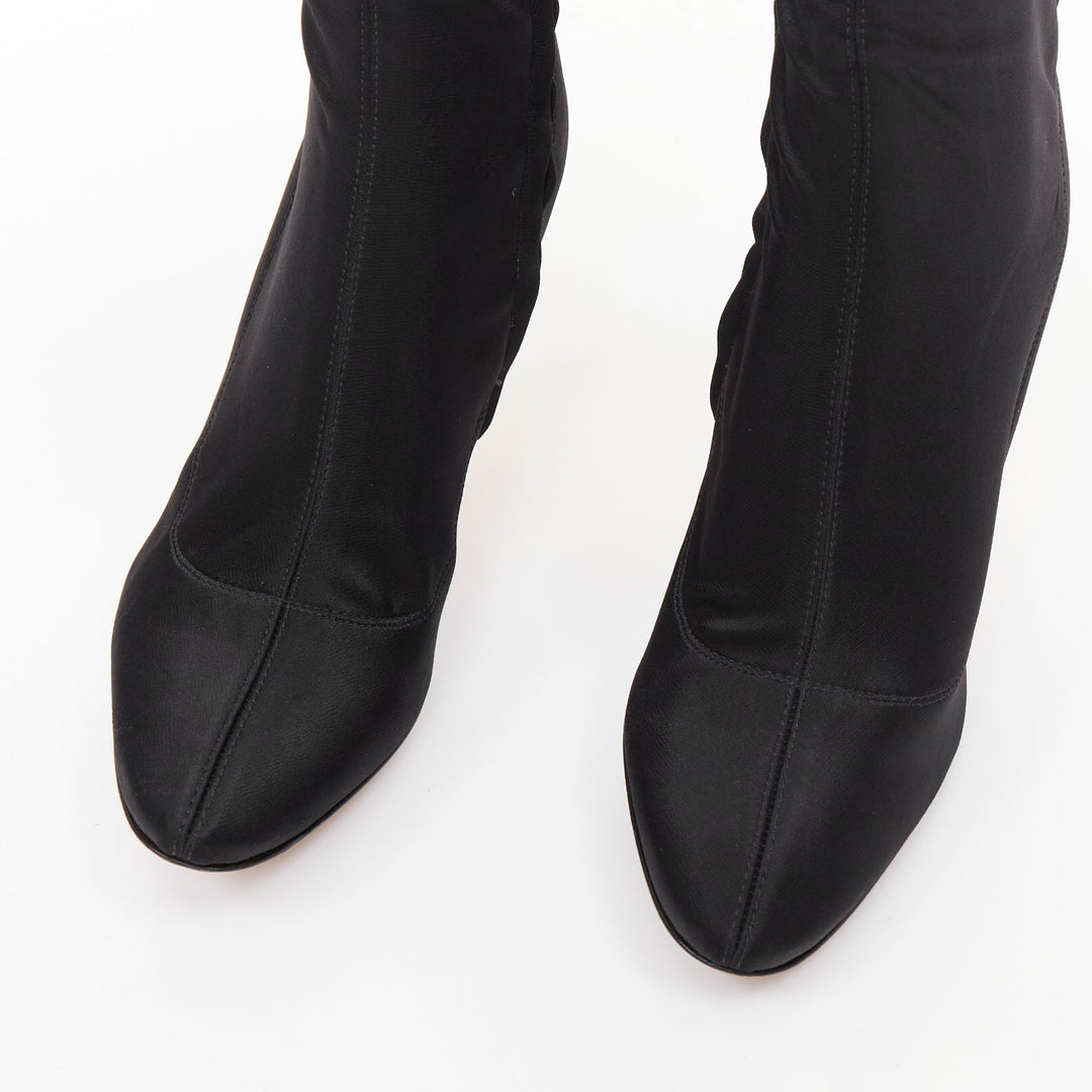 ALEXANDRE VAUTHIER Couture black fabric gold block heel pantashoes boots EU40