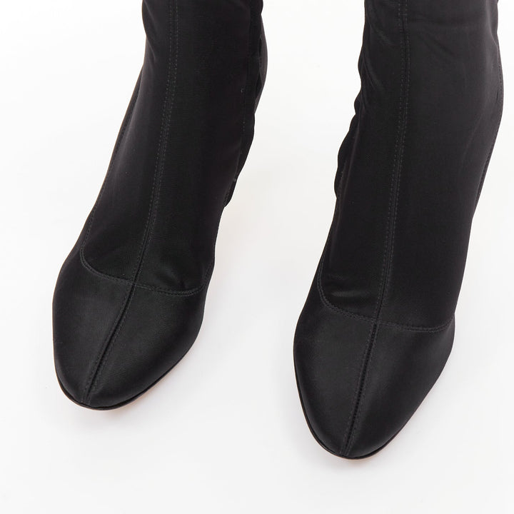 ALEXANDRE VAUTHIER Couture black fabric gold block heel pantashoes boots EU40
