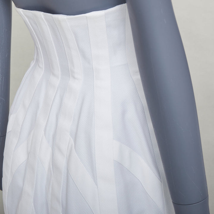 ALAIA ivory 100% cotton boned corseted high waist flare skirt FR38 M