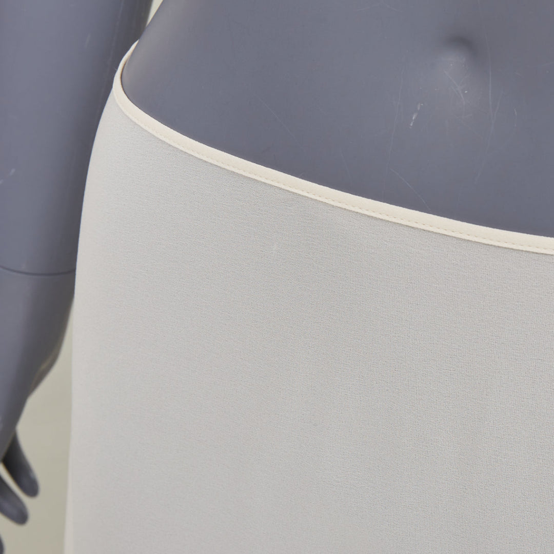 CHRISTIAN DIOR 100% silk ivory semi sheer  A-line slip lining midi skirt FR38 M