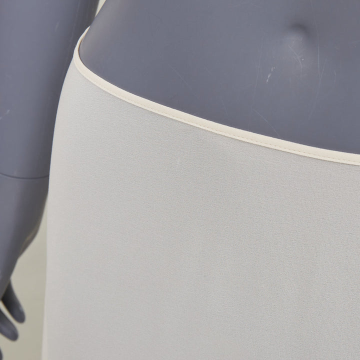 CHRISTIAN DIOR 100% silk ivory semi sheer  A-line slip lining midi skirt FR38 M