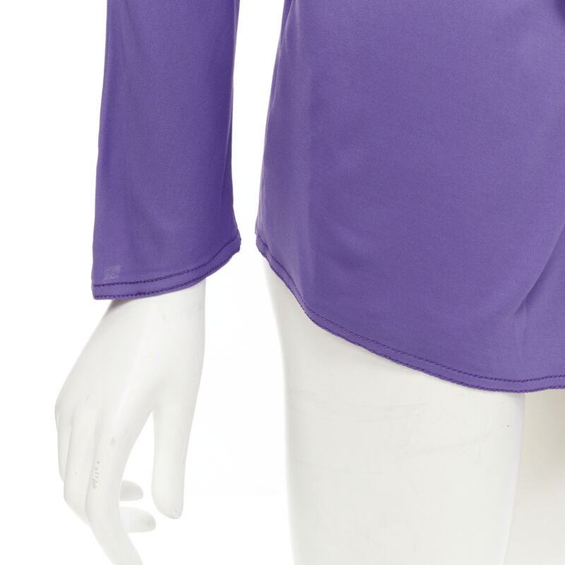 HERMES purple viscose scoop neck double layered belted cardigan top FR38 S