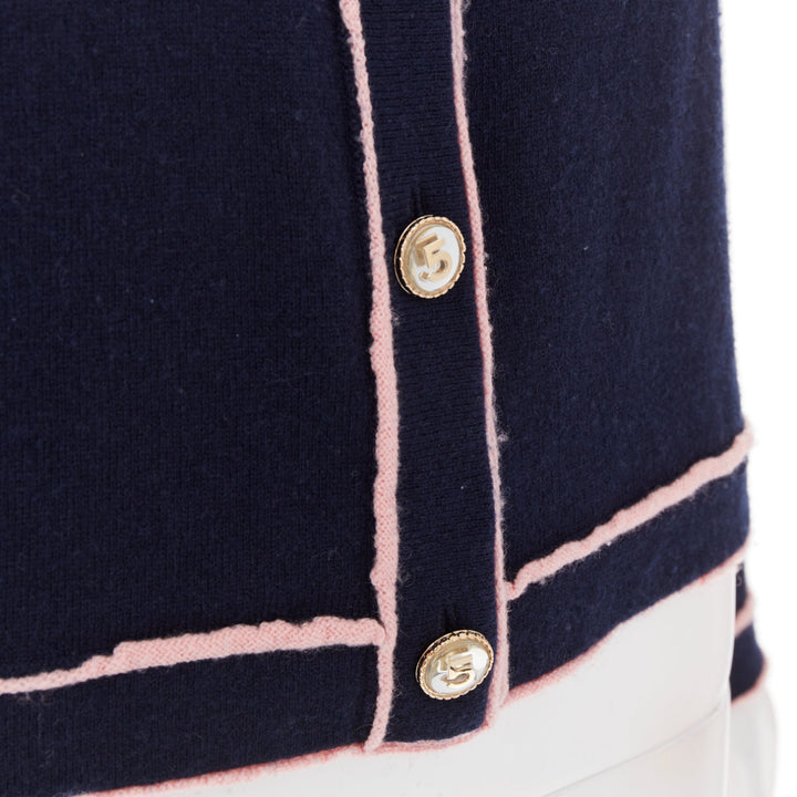 CHANEL 21P Runway 100% cashmere No. 5 button cardigans FR40 L