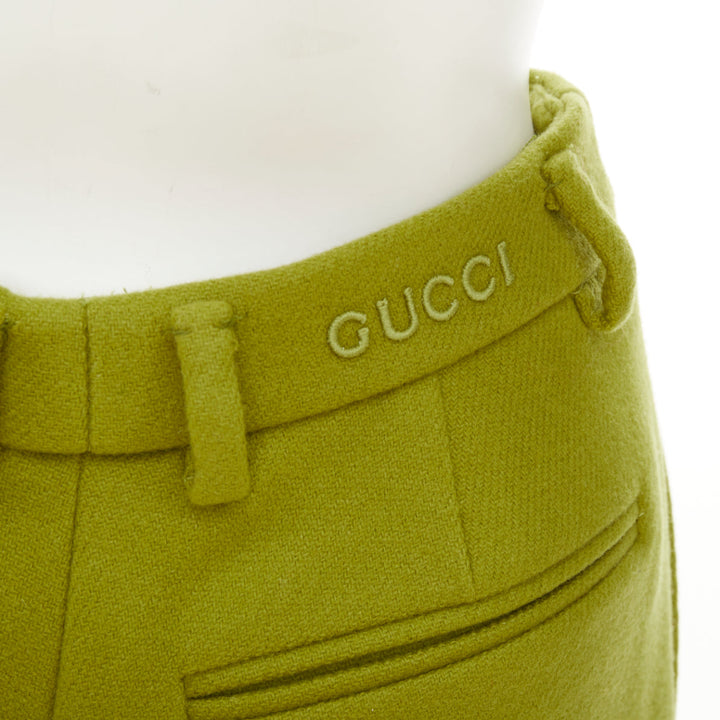 GUCCI 2024 Sabato green textured wool mohair tailored micro shorts IT38 XS