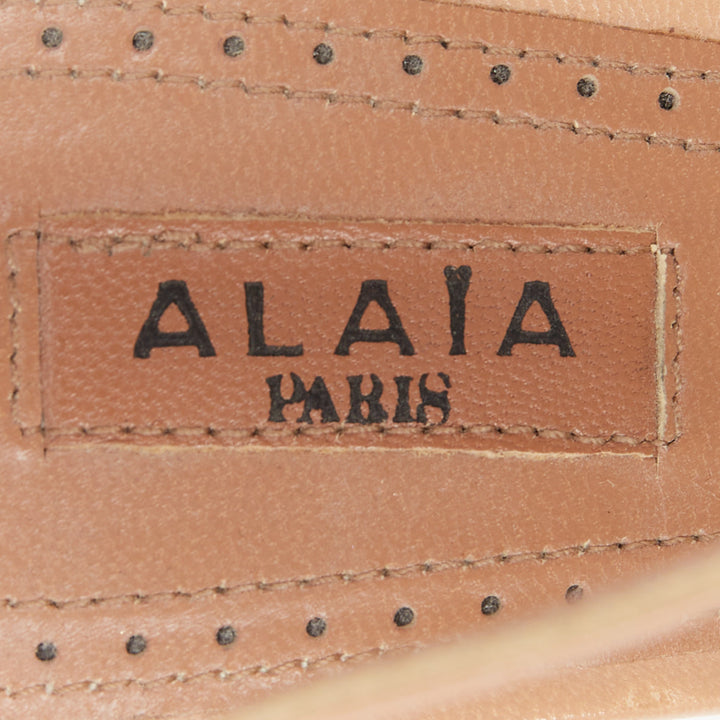 ALAIA 2012 nude leather double ankle strap high heel platform pumps EU35.5