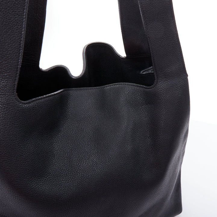 THE ROW black pebbled leather gold stud minimal hobo tote bag