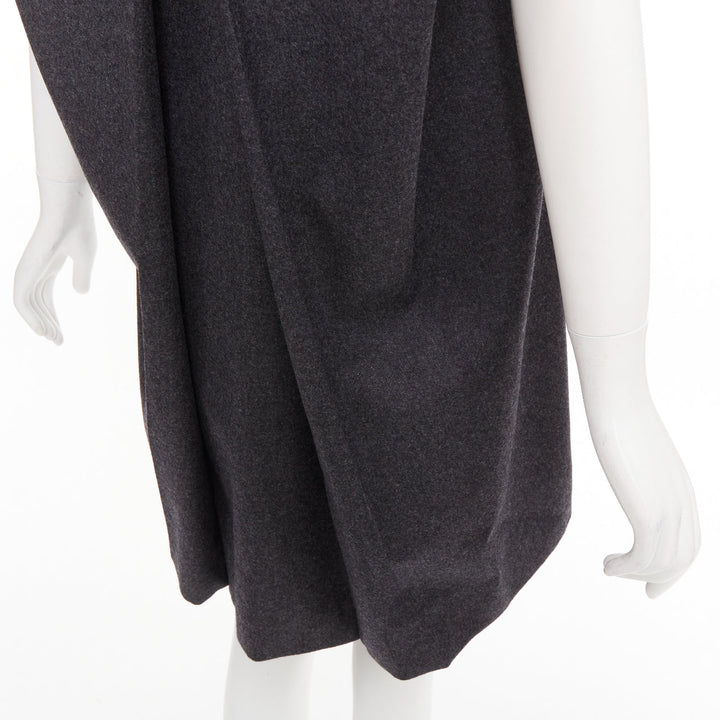 YVES SAINT LAURENT 2009 grey wool metallic sheen back mini dress FR34 XXS