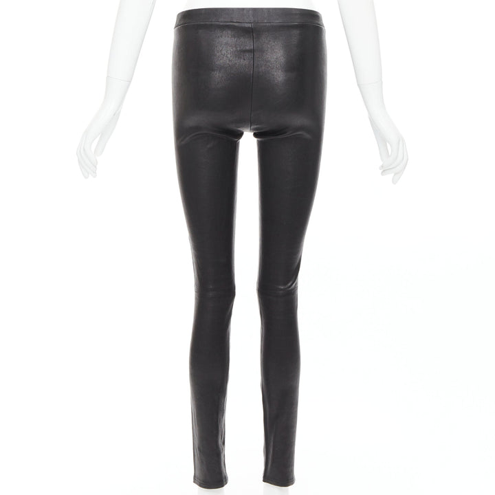 J BRAND black lambskin leather panelled legging pants S