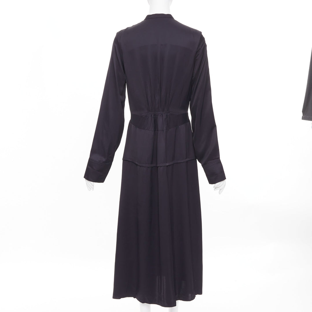 JIL SANDER W Dress 1 Viscose pleated long sleeve button shirt dress FR32 XXS