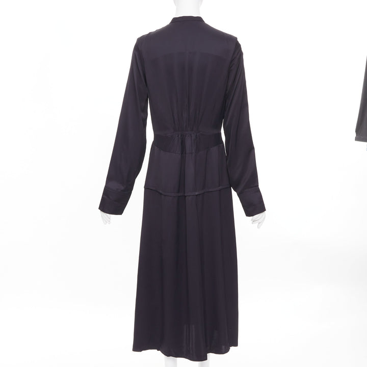 JIL SANDER W Dress 1 Viscose pleated long sleeve button shirt dress FR32 XXS