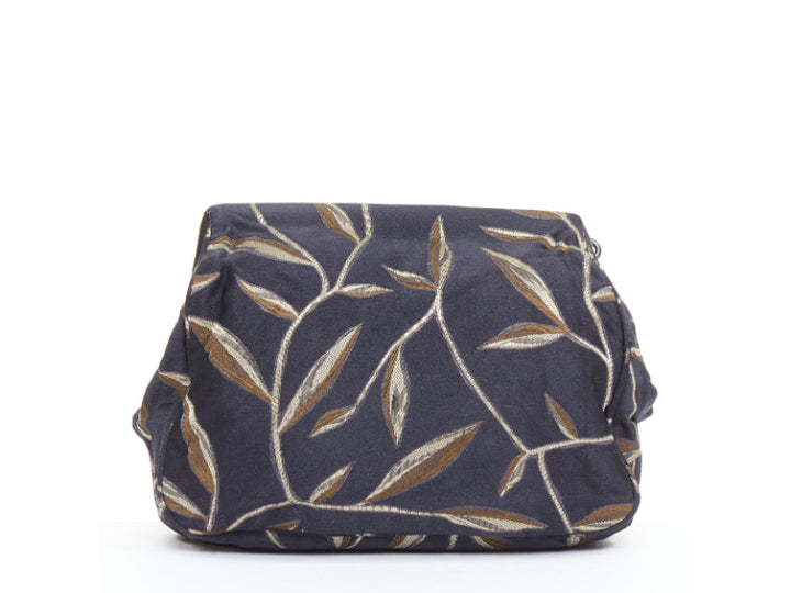 PRADA 1997 Vintage Runway Raso Calla Lily black chinoiserie pouch clutch bag