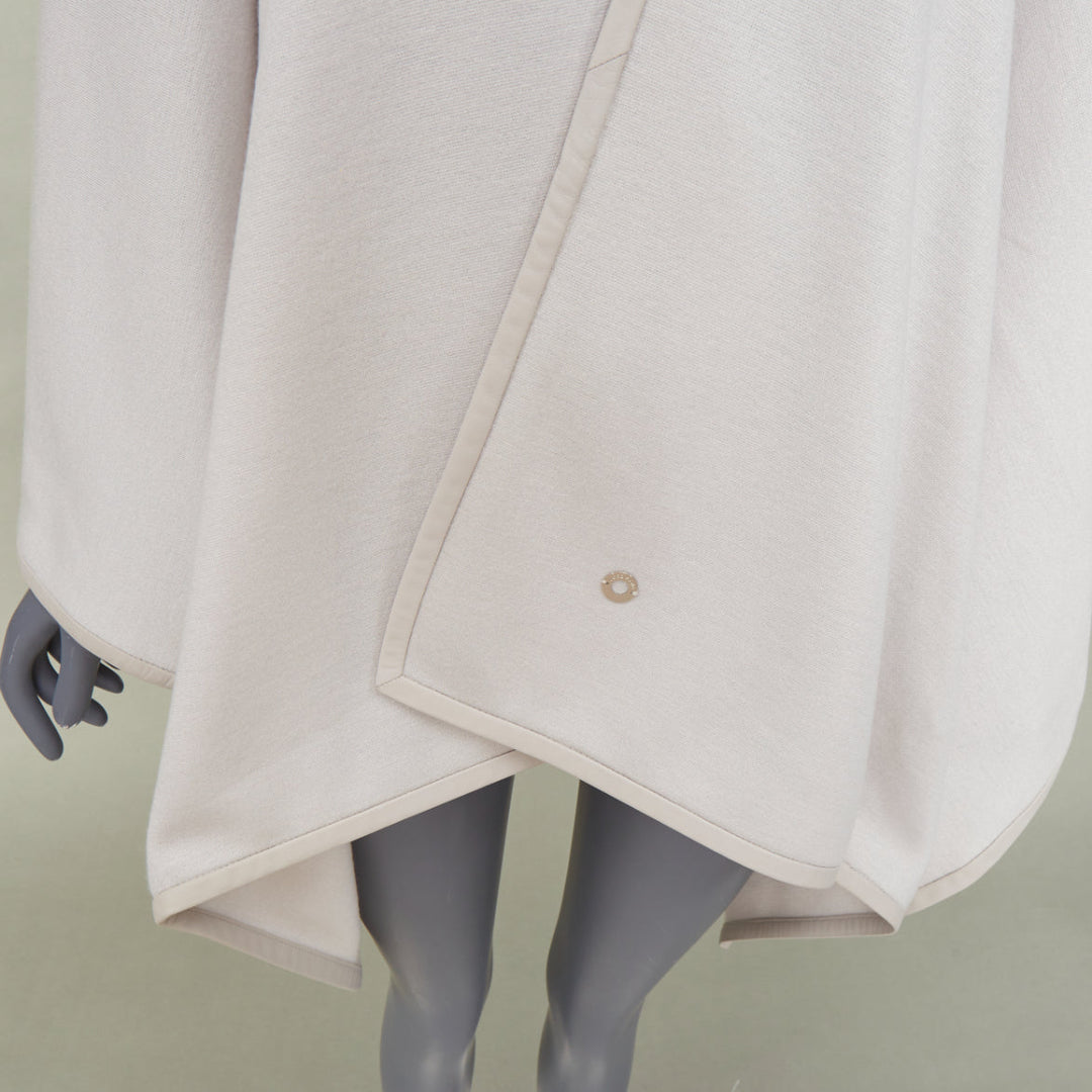 LORO PIANA 2021 cashmere silk blend leather trim button poncho cape coat