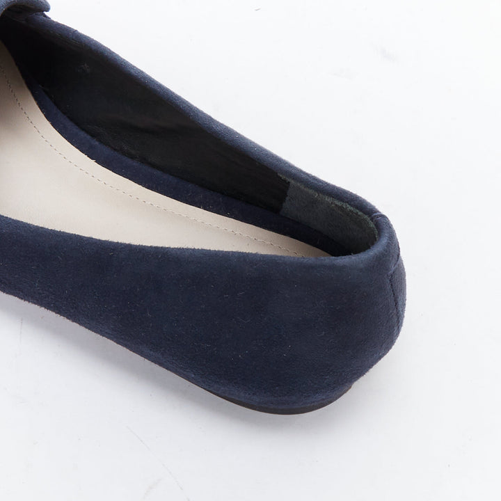 PORTE PAIRE navy suede leather classic minimal loafer flats EU36