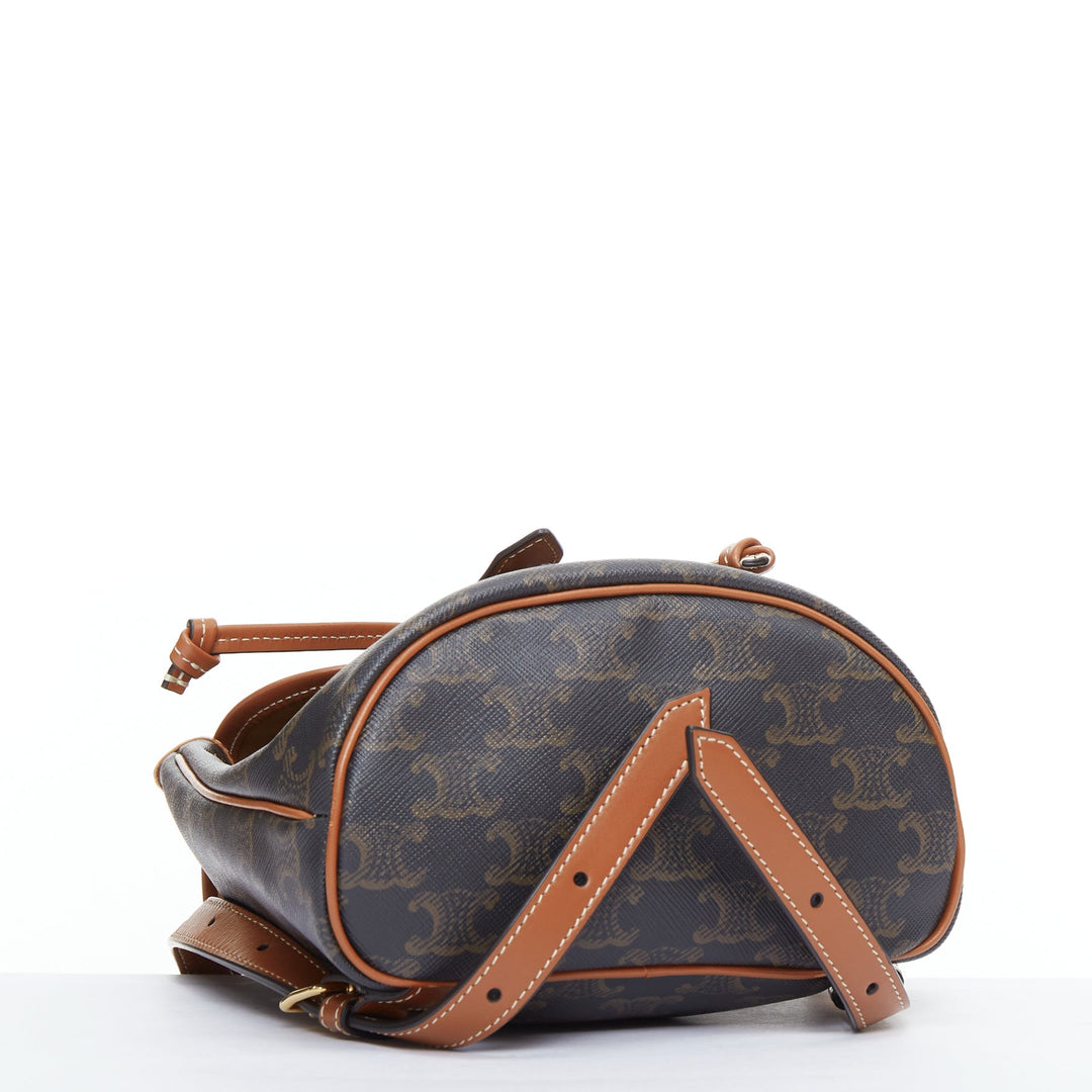 CELINE Folco brown triomphe monogram canvas mini backpack