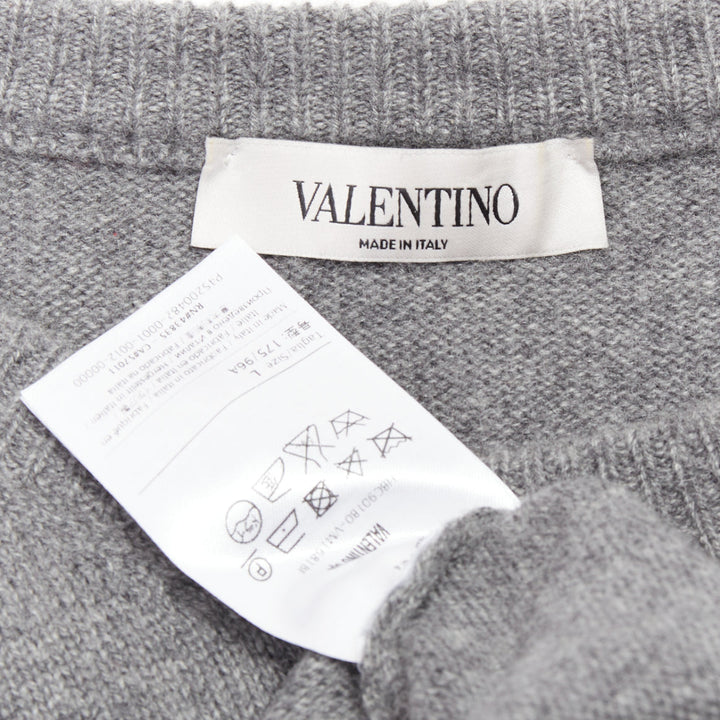 VALENTINO 100% cashmere grey cape back pullover sweater L