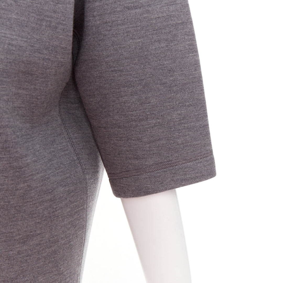 DIOR 2017 grey wool blend black crystal embellished crest sweatshirt FR34 XS