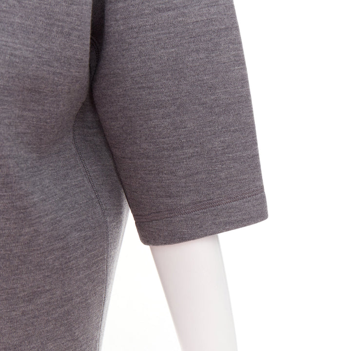 DIOR 2017 grey wool blend black crystal embellished crest sweatshirt FR34 XS