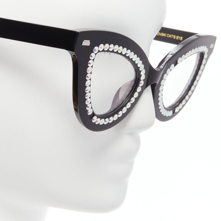 GENTLE MONSTER Pushbutton Swarovski Cat Eye black crystal sunglasses