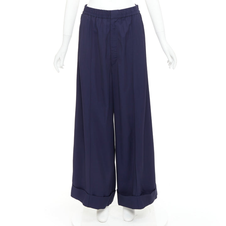 TOGA PULLA navy rayon western decorative buckles rolled hem wide pants IT38 XS