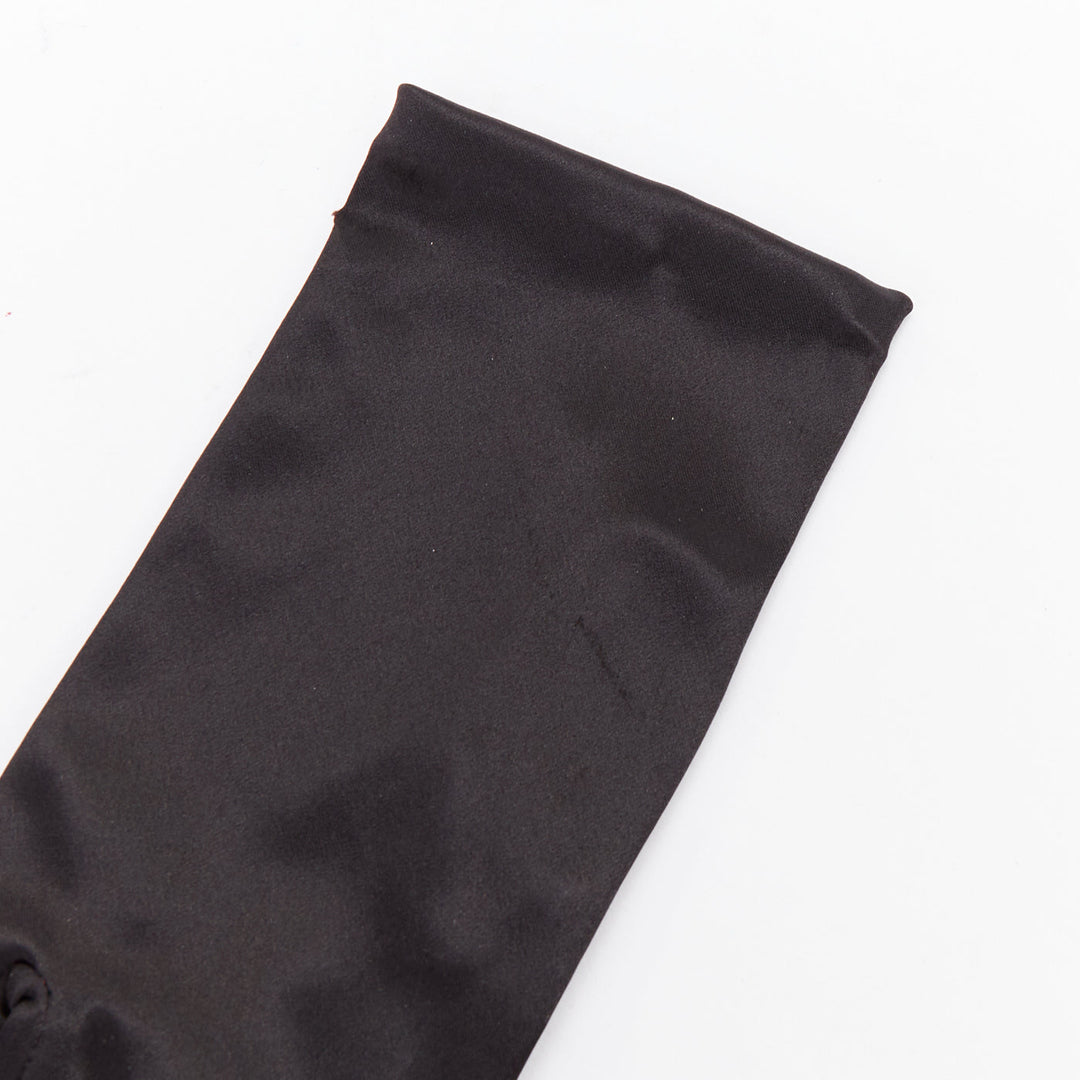 GIORGIO ARMANI black satin classic short evening gloves