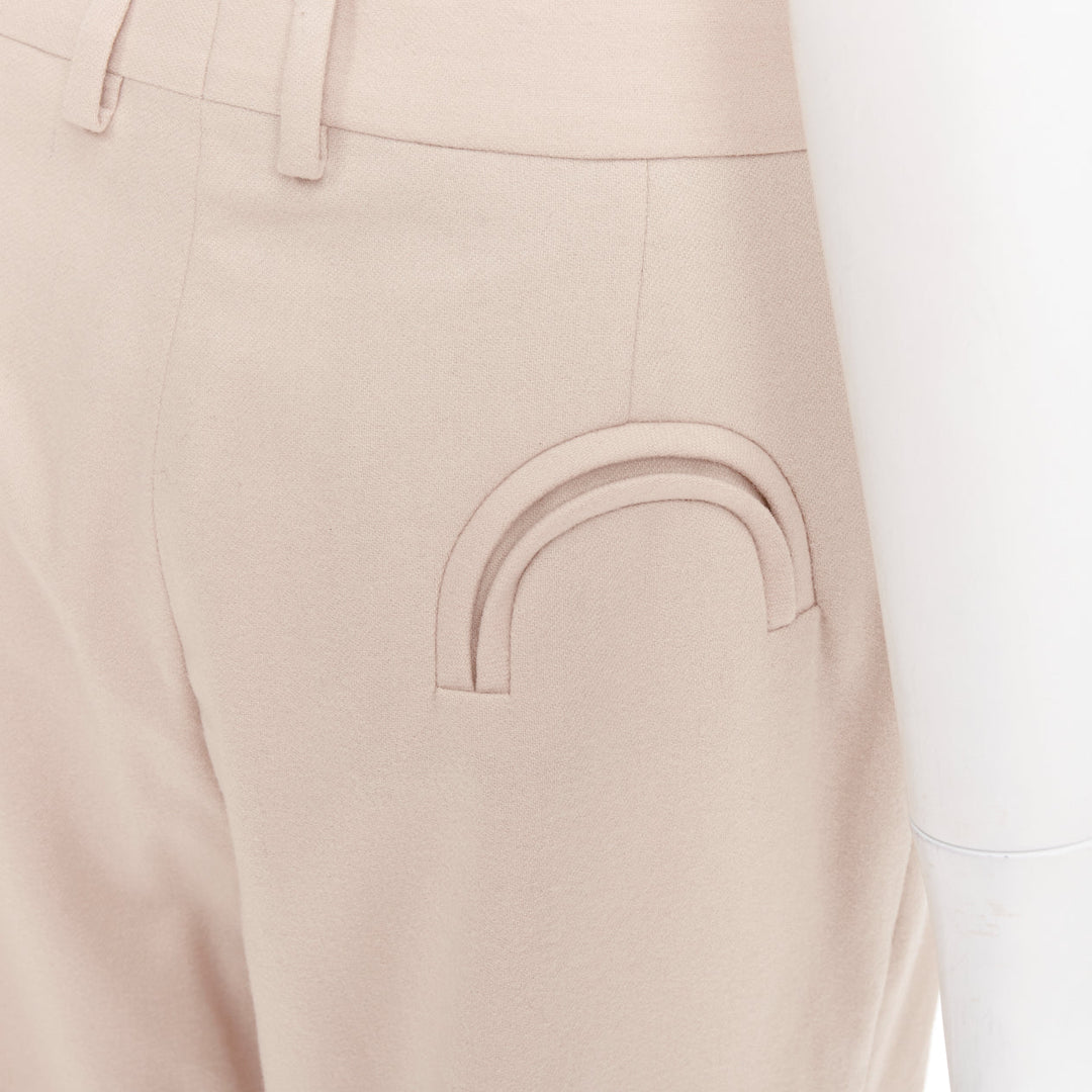 BLAZE MILANO camel virgin wool Signature curved pocket pleat front pants US2 S