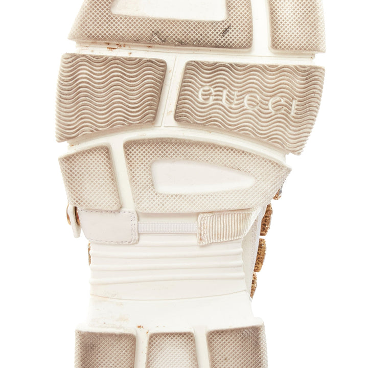 GUCCI Runway Flashtrek cream crystal harness chunky sneakers EU38