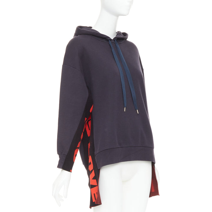STELLA MCCARTNEY 2017 All is Love trim high low hem drawstring hoodie IT36 XXS