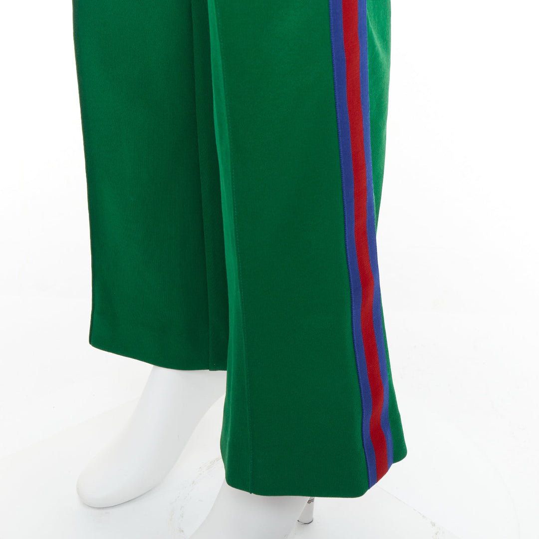 GUCCI green blue red web trim flared track pants S