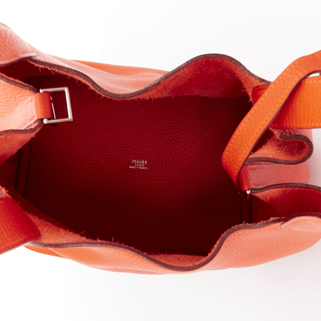 HERMES Picotin 22 orange Clemence leather palladium hardware tote bag MM