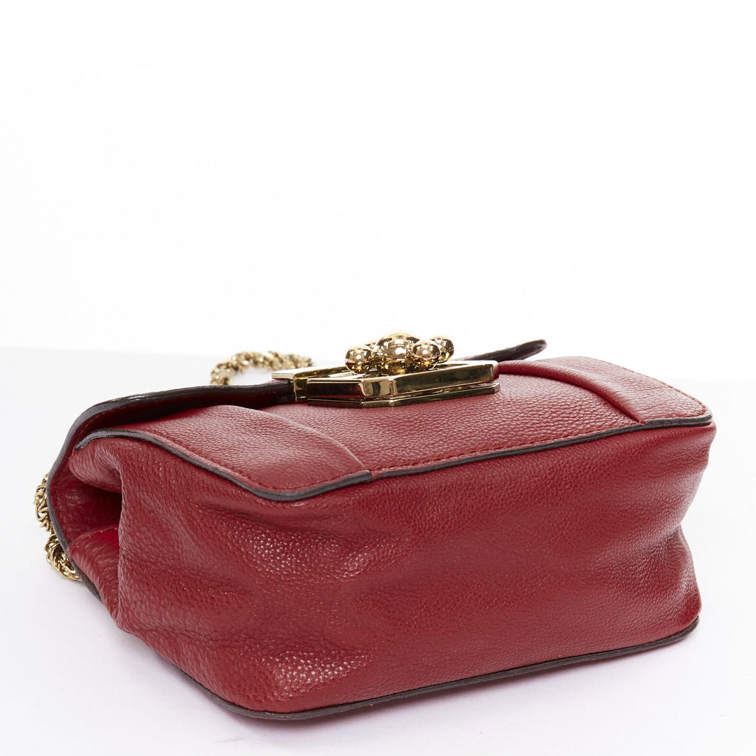 CHLOE Mini Elsie burgundy leather gold turnlock mini crossbody bag