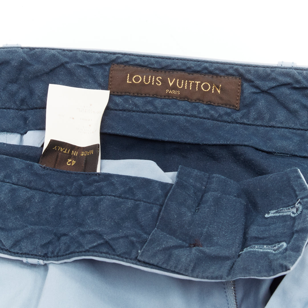 LOUIS VUITTON LV logo plate light blue topstitch pocket flared pants EU42 M