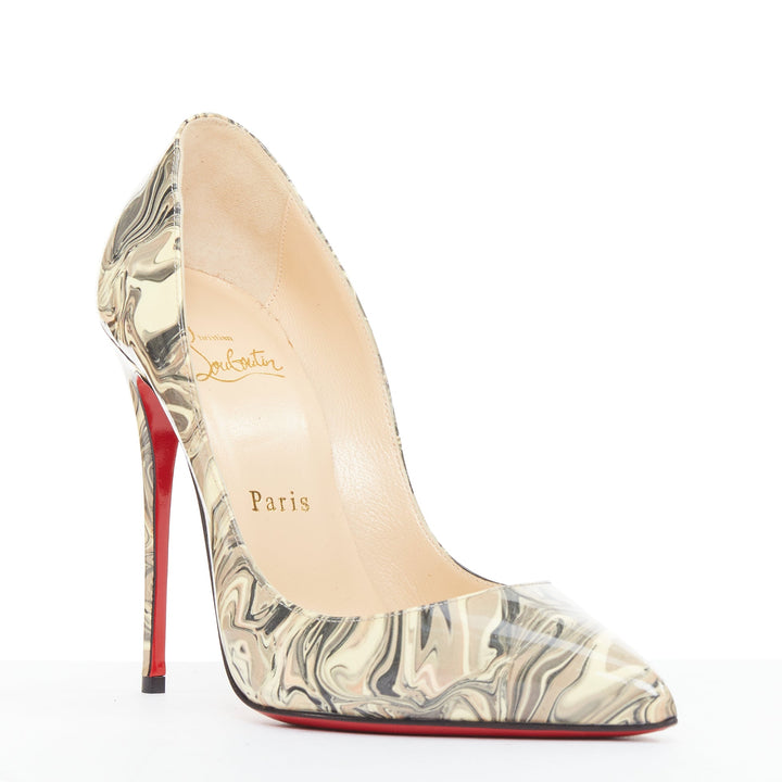 CHRISTIAN LOUBOUTIN So Kate stone marble swirl print patent high heels  EU36