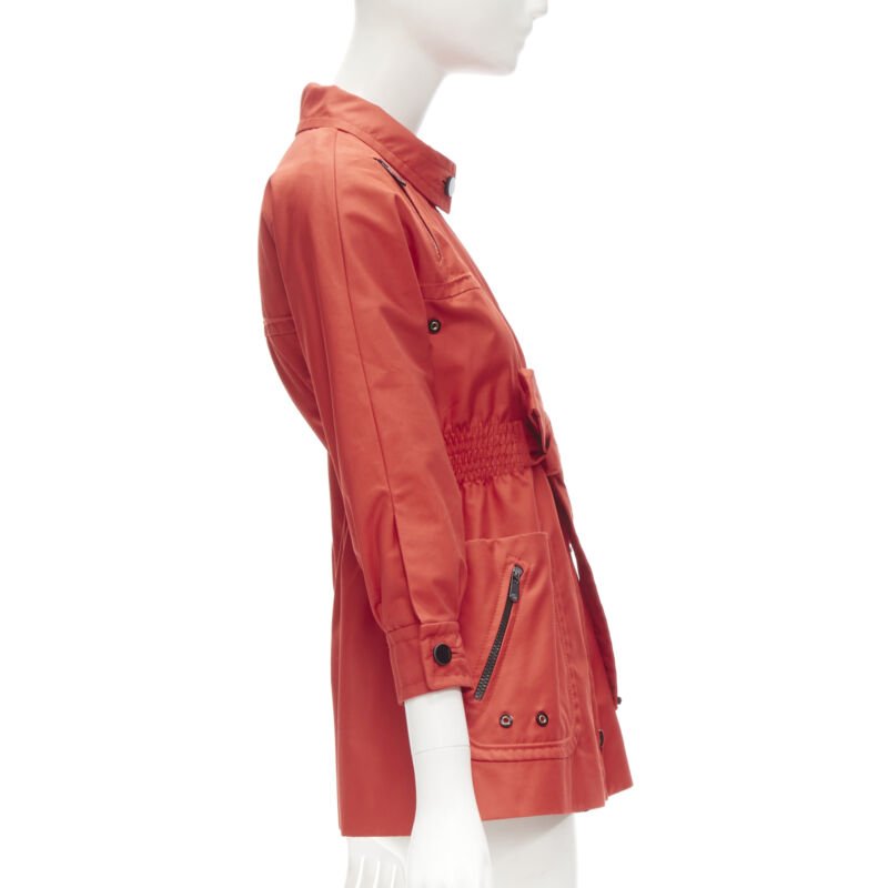 GUCCI red cotton elasticised waist belted anorak parka jacket IT36 S