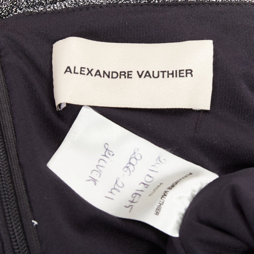 ALEXANDRE VAUTHIER metallic silver lurex knit ruched backless halter dress