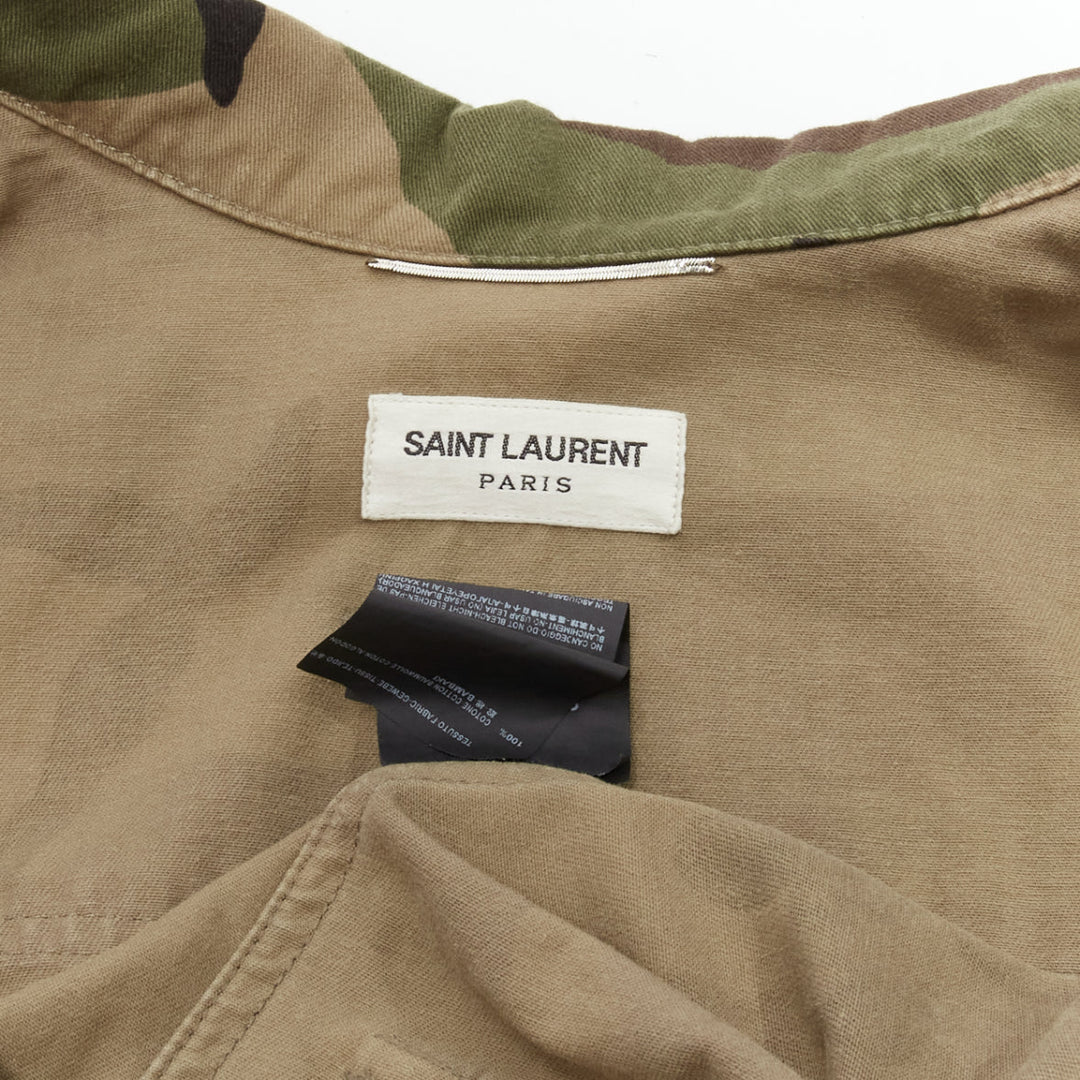 SAINT LAURENT Hedi Slimane 2014 gold green camouflage military  jacket FR46 S