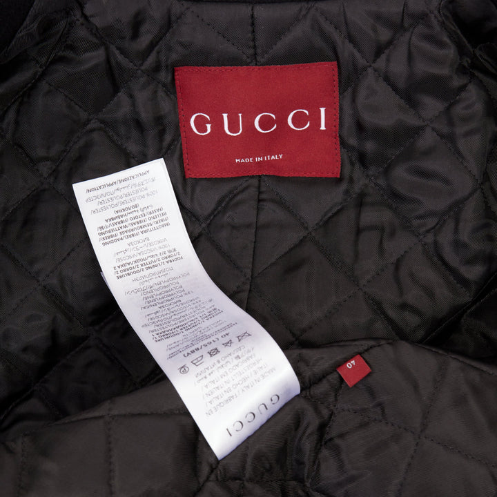 GUCCI 2024 Runway G gold button black batavia wool double breasted coat IT40 S