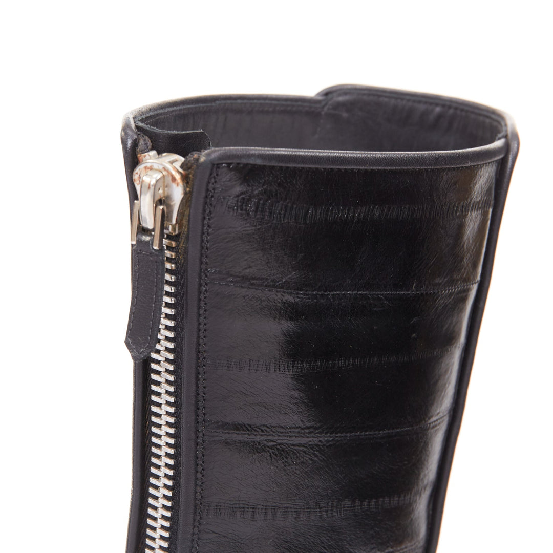 GIVENCHY 2009 multi textured curved horn heel black scaled ankle boots EU40